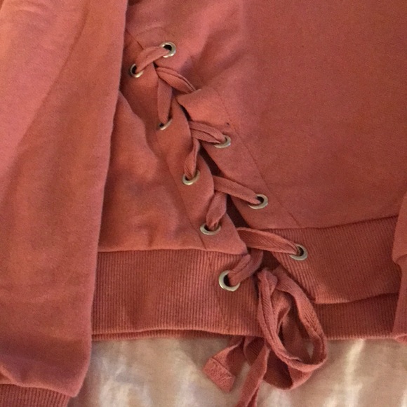 NEW LA Hearts Side Lace-Up Crew Neck Sweatshirt - Picture 6 of 7